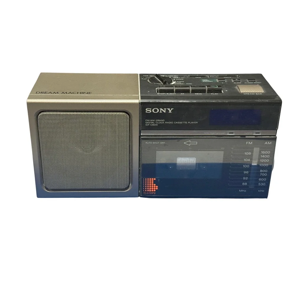 Vintage Sony Dream Machine ICF-C80W Clock Radio Cassette Player AM FM Tested OK